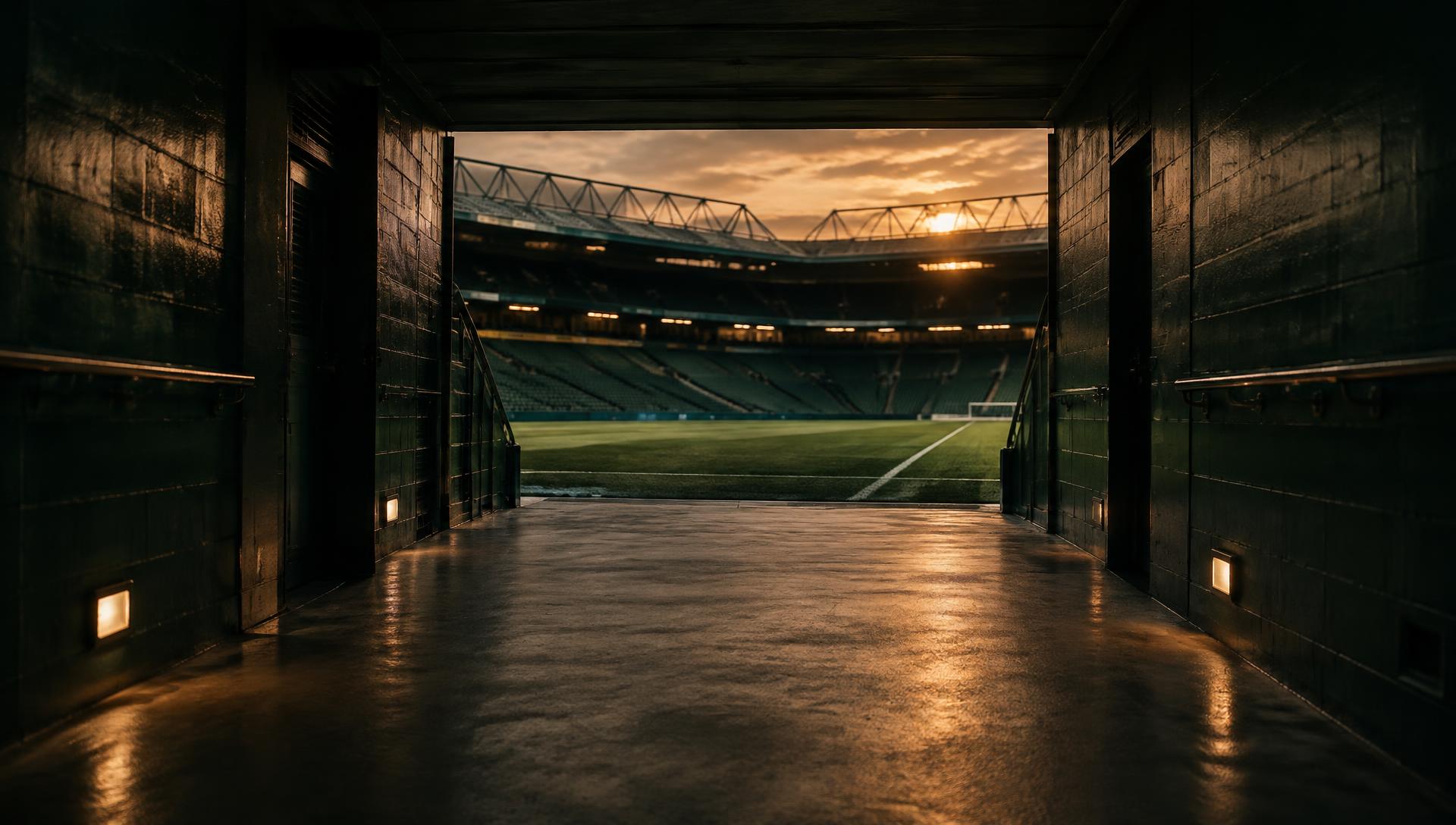 Túnel de estadio al atardecer